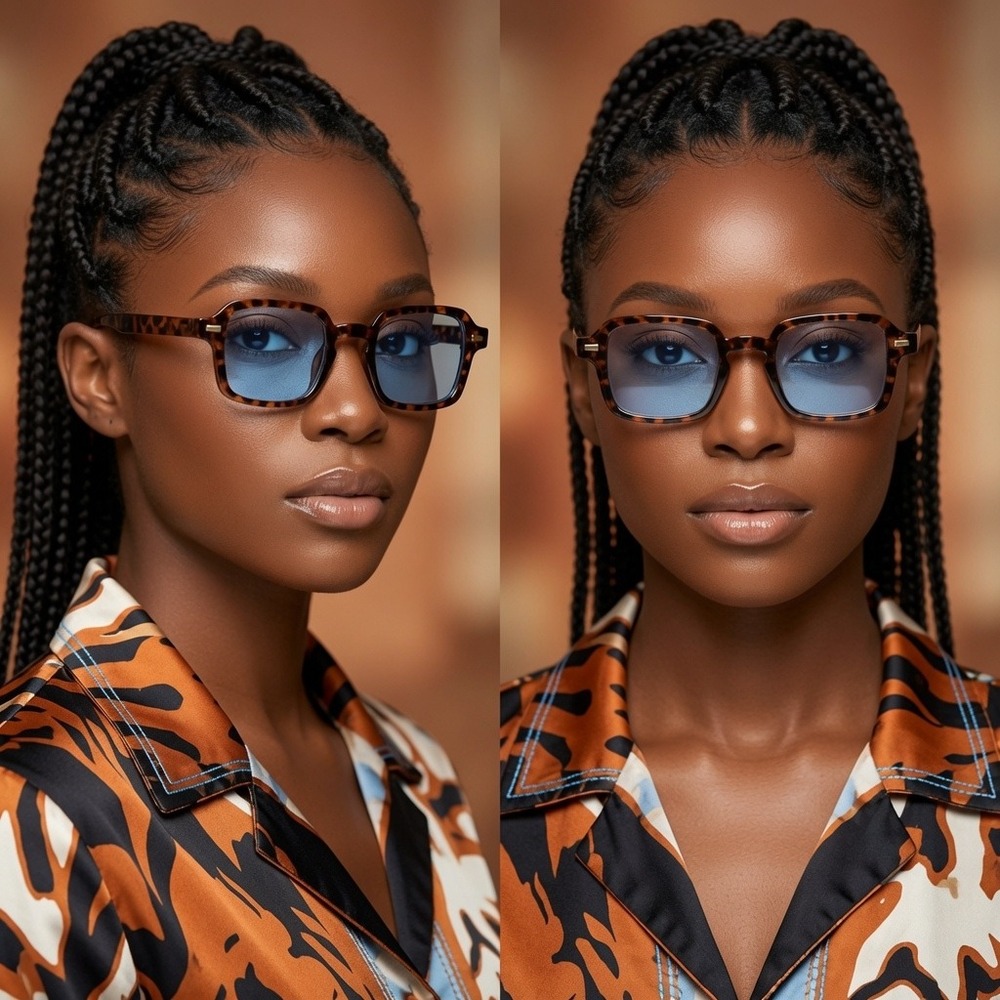 Small Square Sunglasses Light Blue Tint Lens Retro UV400‎ Women Shades Hip Hop